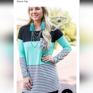 CRAZY TRAIN Lady's Leopard Print Colorblock Long Sleeved Top